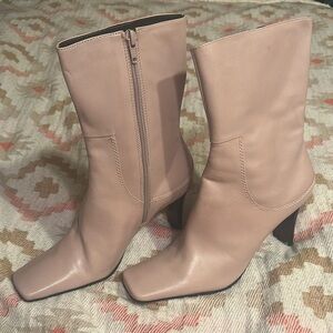 Elegant Light Pink Tall Ankle Boots